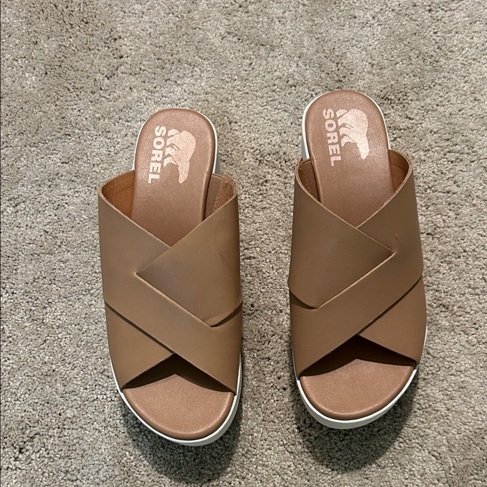 Sorel Women's Brown Cross-Strap Mules